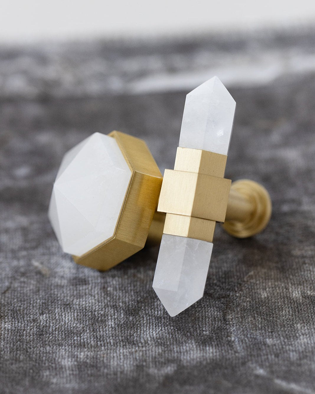 White Diamond & Brushed Brass Handle - Small