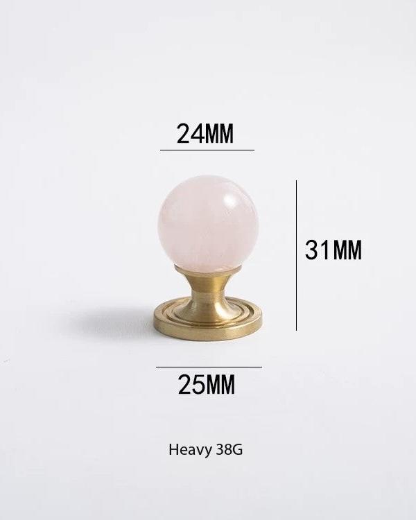 Pink Quartz & Brushed Brass - Cabinetry Knob